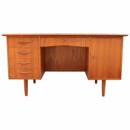 1960's Danish teak cross banded desk with a bookcase back