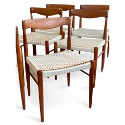 Set of 8 Teak Wood Dining Chairs by H.W Klein for Bramin