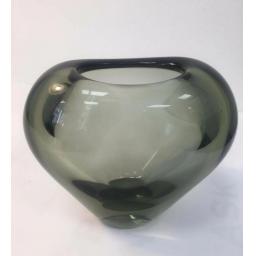 1960s Per L√ºtken smoked heart shaped glass vase by Holmegaard of Denmark