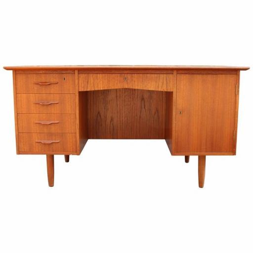 1960's Danish Teak Cross Banded Desk with a Bookcase Back - SOLD