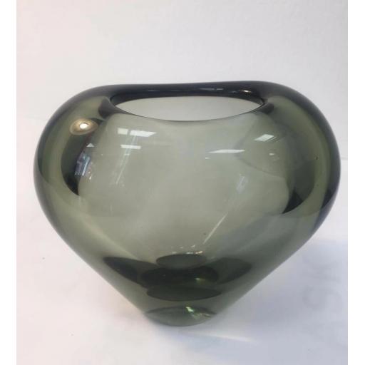 1960s Per L√ºtken smoked heart shaped glass vase by Holmegaard of Denmark