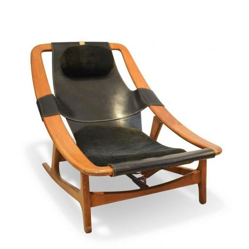 Arne Tidemand Ruud for ISA 'Holmkollen' Lounge Chair in Black Leather -SOLD