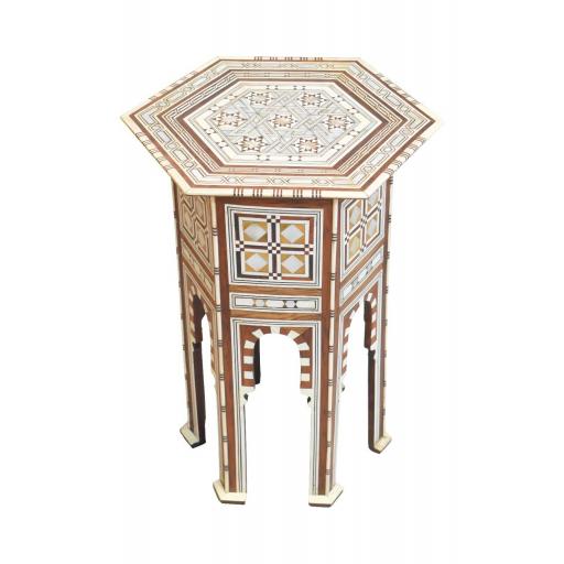 Islamic hexagonal occasional table with mother of pearl inlay - SOLD