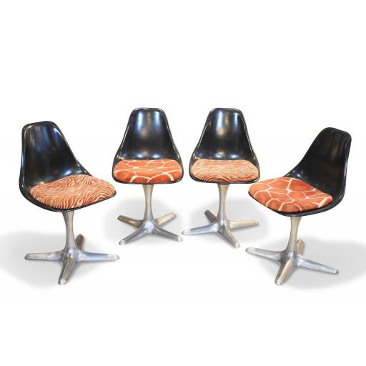 Set of 4 mid 20th century Arkana dining chairs aluminium swivel base - SOLD