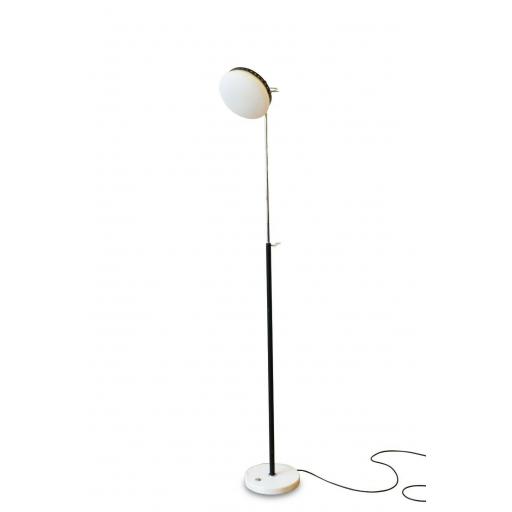 Italian 1950s Chrome Floor Lamp with Frosted Glass, Marble Base by Stillux