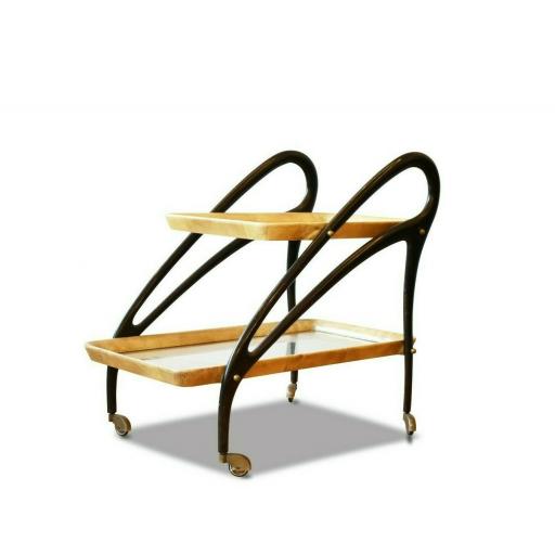 1950s Mid Century Modern Italian Aldo Tura Two Tier Bar Trolley - SOLD