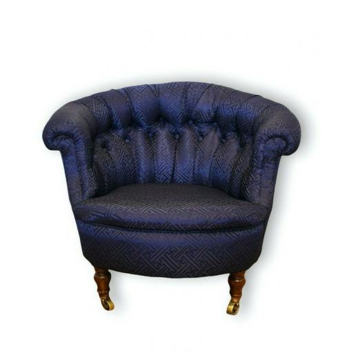 Victorian Silk Button Back Tub Chair