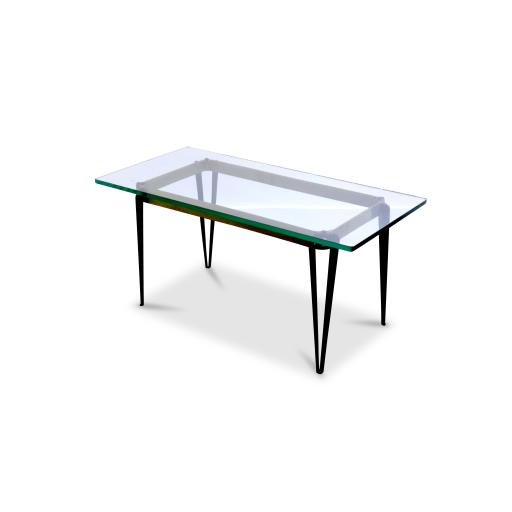 Glass and Brass Coffee Table, original glass by Fortana Arte, 1950s