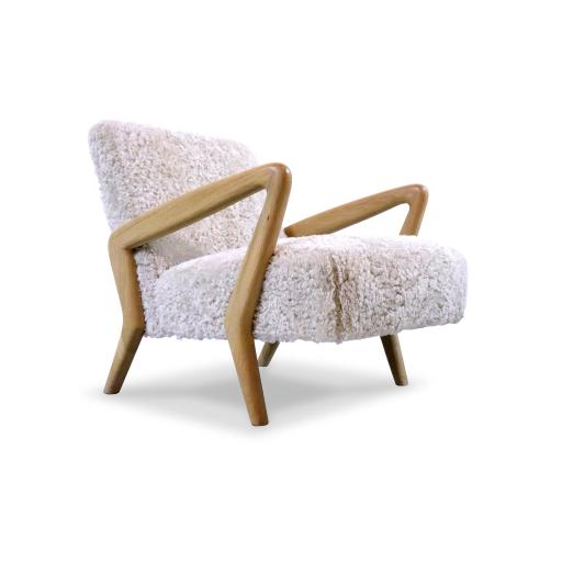 Contemporary Handmade Scandi Sheepskin and Oak Lounge Chair - SOLD