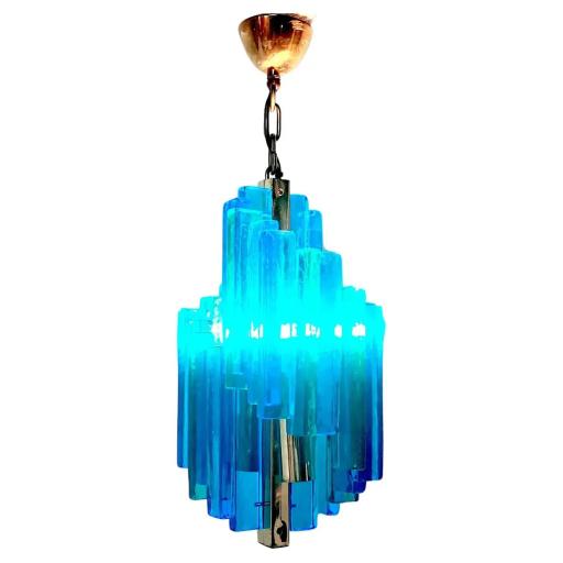 Svend Aage Holm Sørensen, Swedish Blue Glass Pendant Ceiling Light, 1960s -SOLD