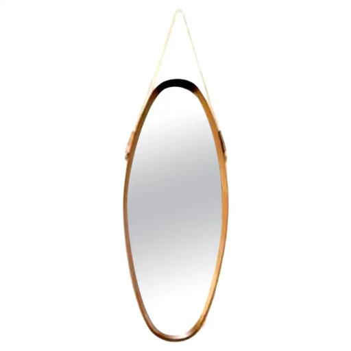 Danish 1970's Oval mirror with Rope Handle - SOLD