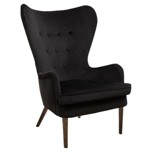 Vintage DA Armchair by Ernest Race, 1940s in Black Velvet