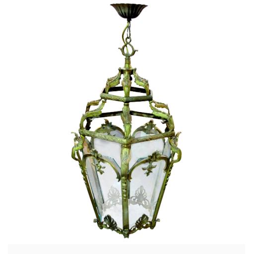 MID-CENTURY LARGE SIX FACET’S BRONZE LANTERN LOUIS XV STYLE, FRENCH