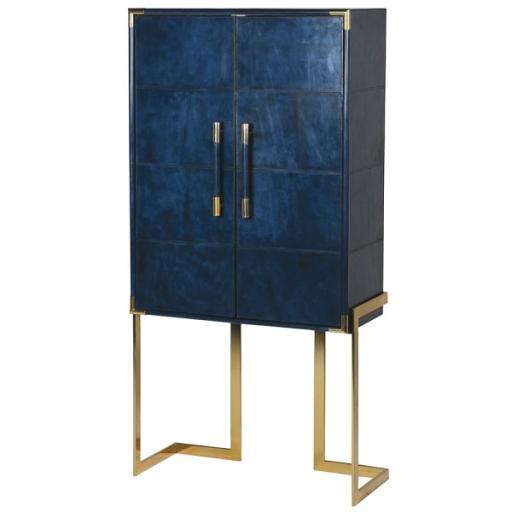 Harper Blue Leather Two Door Drinks Cabinet