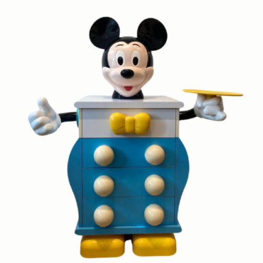 Pierre Colleu "Mickey Mouse" Plywood and Plastic Chest of Drawers, France, 1980s