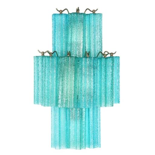 Frosted Turquoise Glass Tiered wall sconce