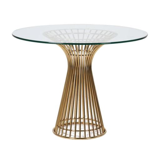 Golden Base Round Glass Dining Table