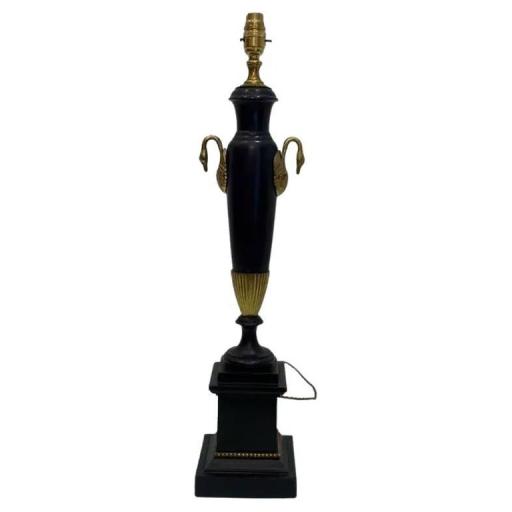 Vintage Empire Style Lamp Base With Brass Swan Heads & Accents