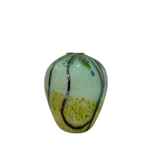 Green & Yellow Vintage Glass Studio Vase , Decorative Ornament