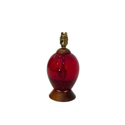 Vintage Hand Blown Glass Red Vintage Table Lamp Base