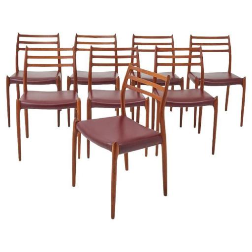 Set of 8 Niels Møller Model 78 Teak Dining Chairs 50th Anniversary