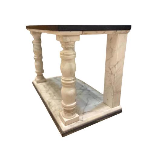 Pair of vintage neoclassical style marble and slate side tables