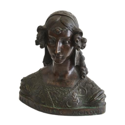A 20th Century Renaissance Style Patinated Bronze 'Lisa Bardivs 1477' Bust