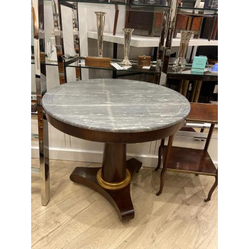 19th Century Antique Round French Centre Table With Marble Top