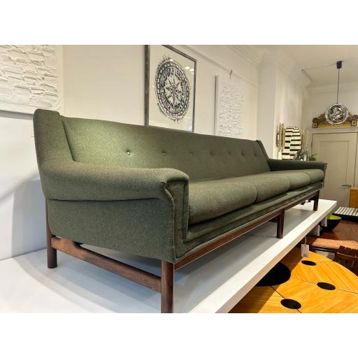 Danish Green Vintage wool sofa with rosewood frame