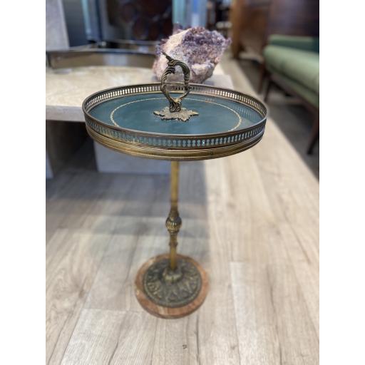 Antique Round Stand With Brass On Marble Stand