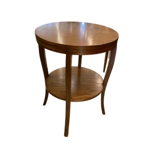Round Vintage Occasional Two Tier Oak Table