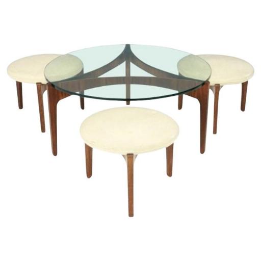 Sven Ellekaer Rosewood Three Leg Coffee Table & Three Stools