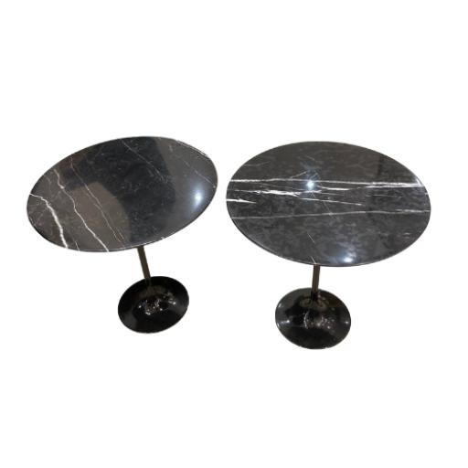 A Pair Of Mid 20th Century Occasional Black Marble Tulip Side Tables